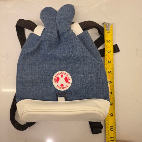 Play Jello Korean Boutique Denim Bunny Backpack White Bottom 12"x7"x6" - Picture 14 of 14
